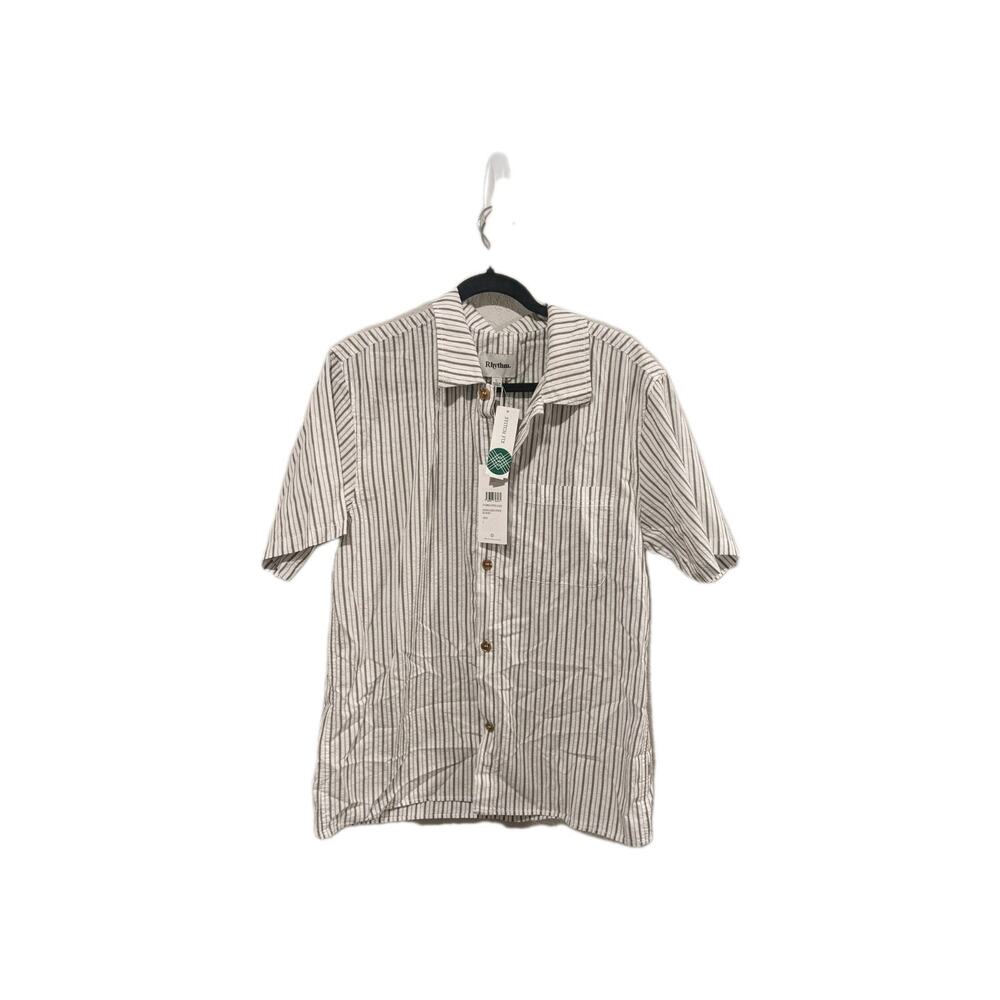 RHYTHM SEERSUCKER STRIPE Men's Woven Shirt - WHT - L - NWT